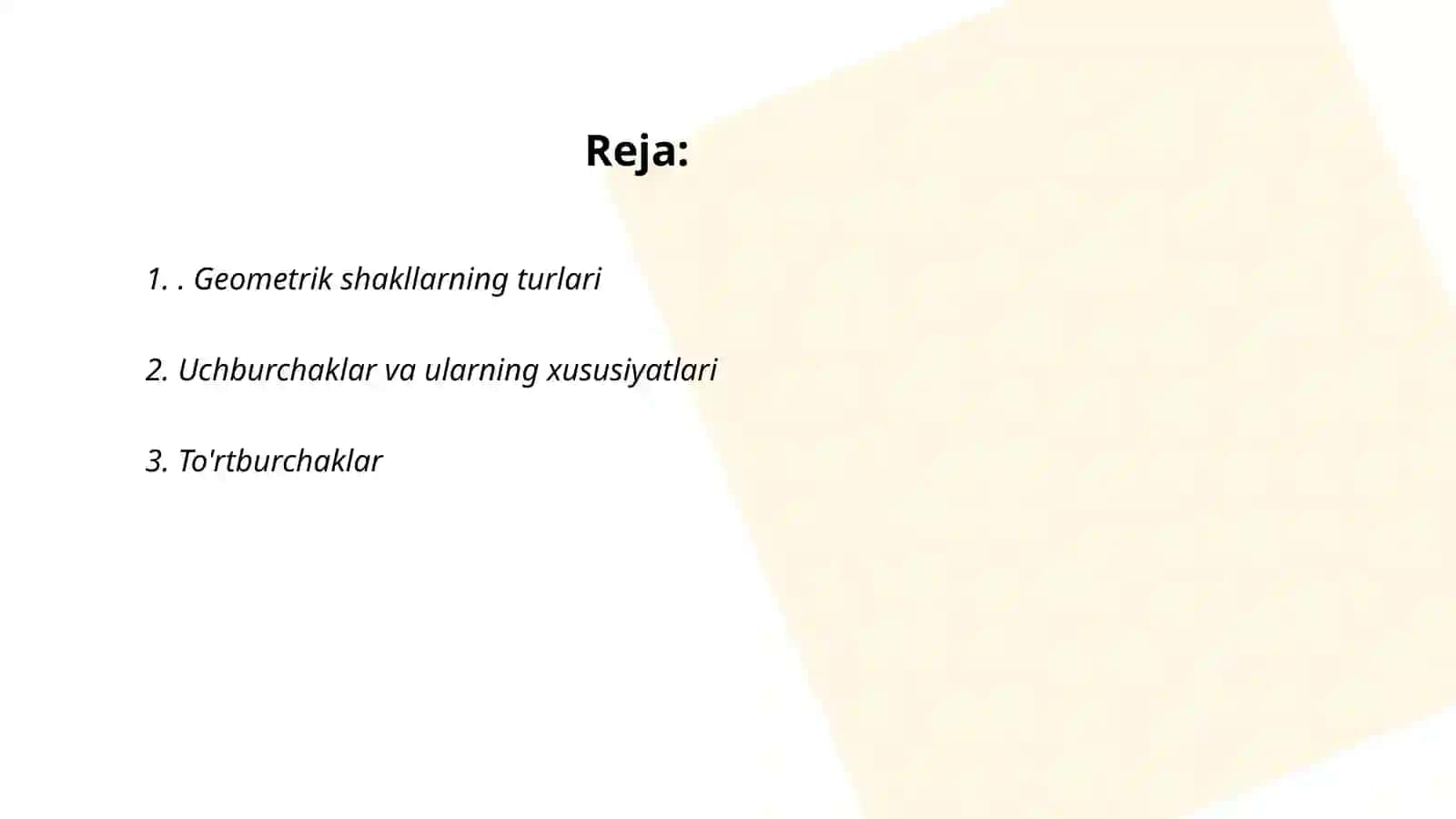 Geometrik shakllar va o'lchamlar 2