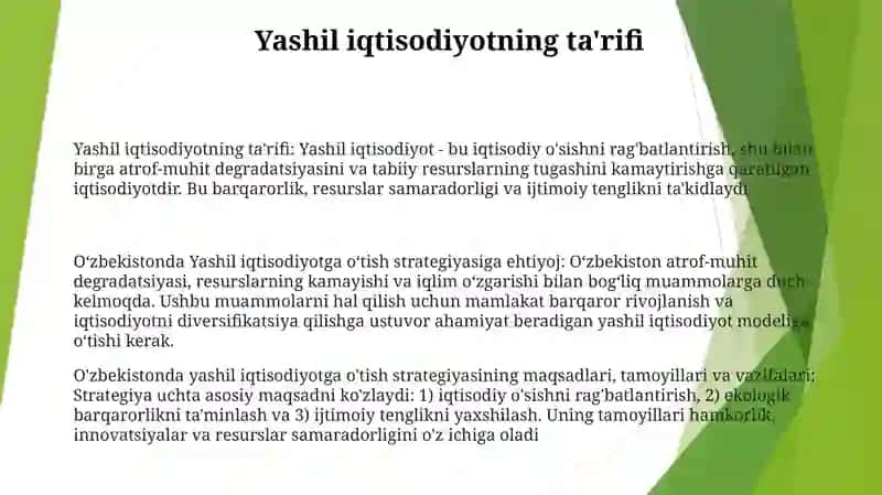 O‘Zbekistonda Yashil Iqtisodiyotga O‘Tish Strategiyasi 2