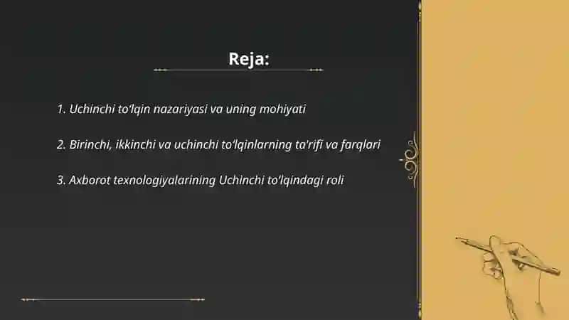 E.TOFFLERNING "Uchinchi to'lqin" asari 2