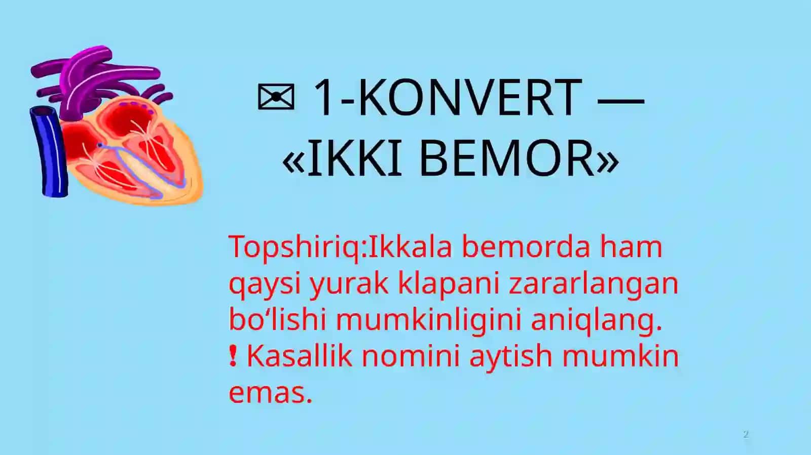 Mitral stenoz va yetishmovchiligi mavzusida interaktiv oʻyin 2
