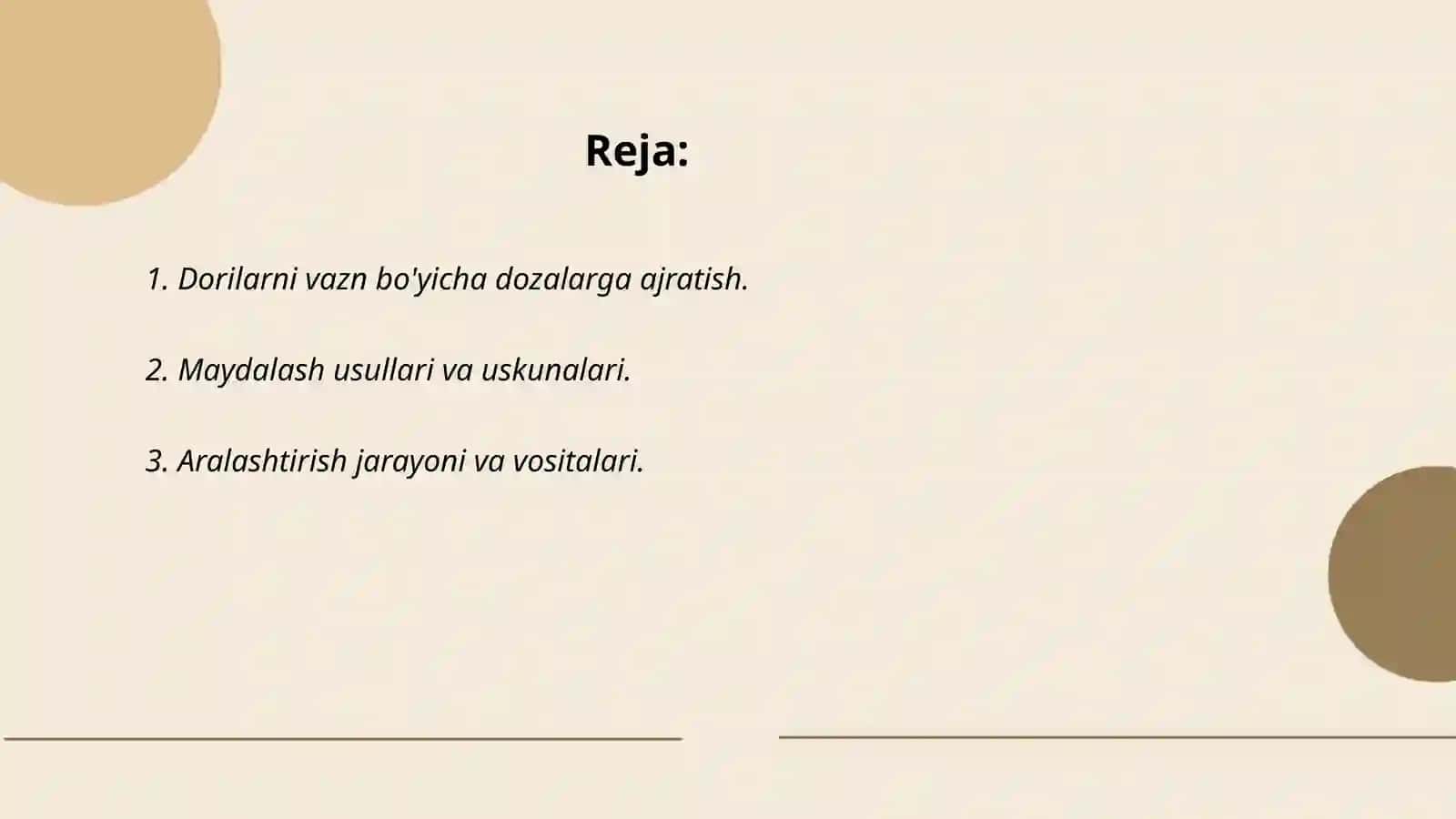 Dorilarni oĝirlik bòyicha dozalarga bólish 2