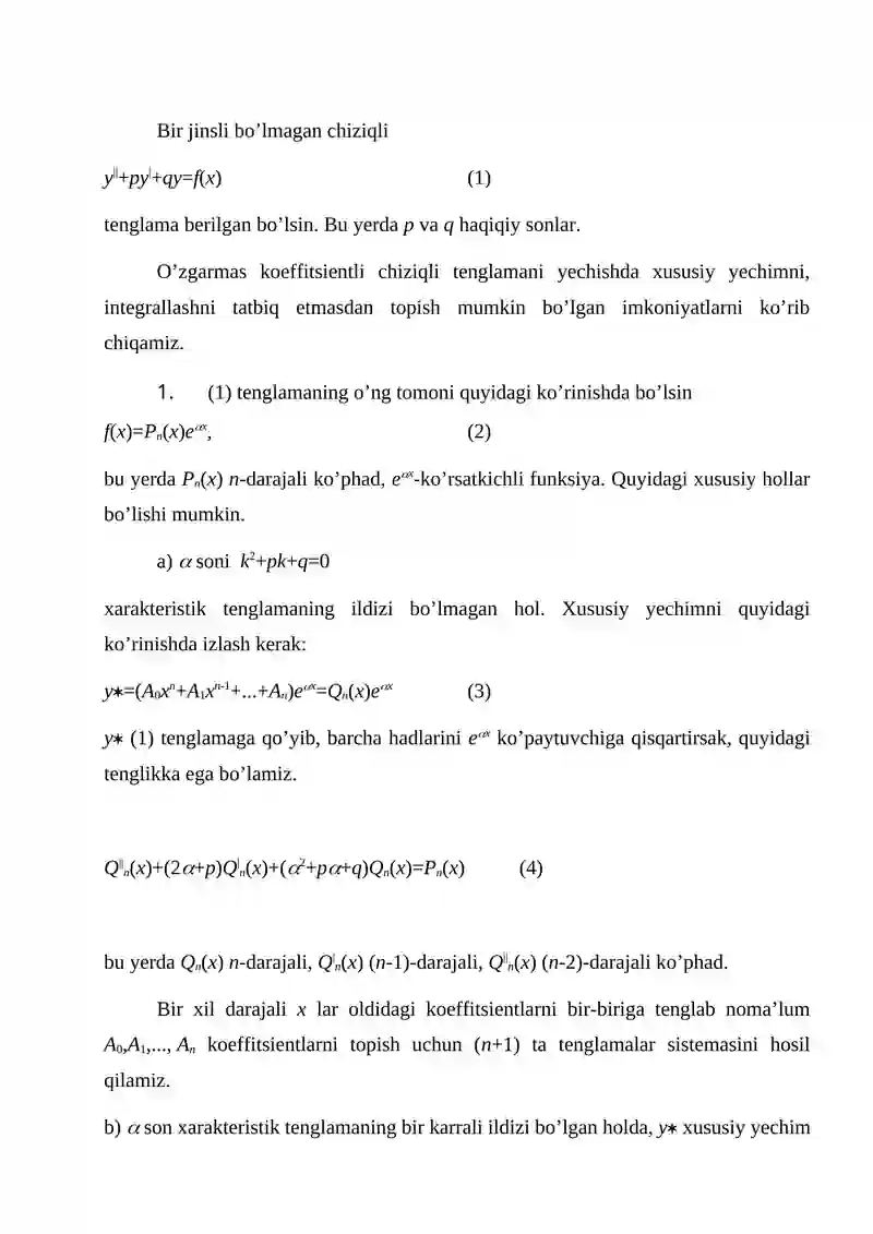 Differensial tenglamalar 2