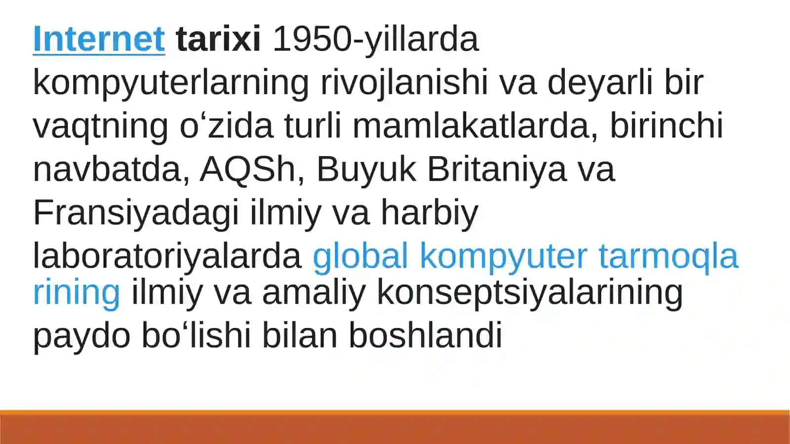 Internet  tizimi va uning kelib chiqishi tarixi 2