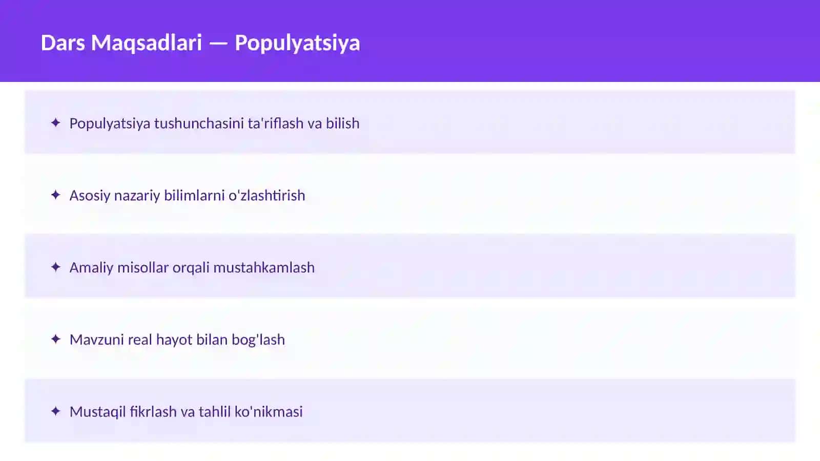 O'qituvchilar va talabalar uchun dars ishlanma 2