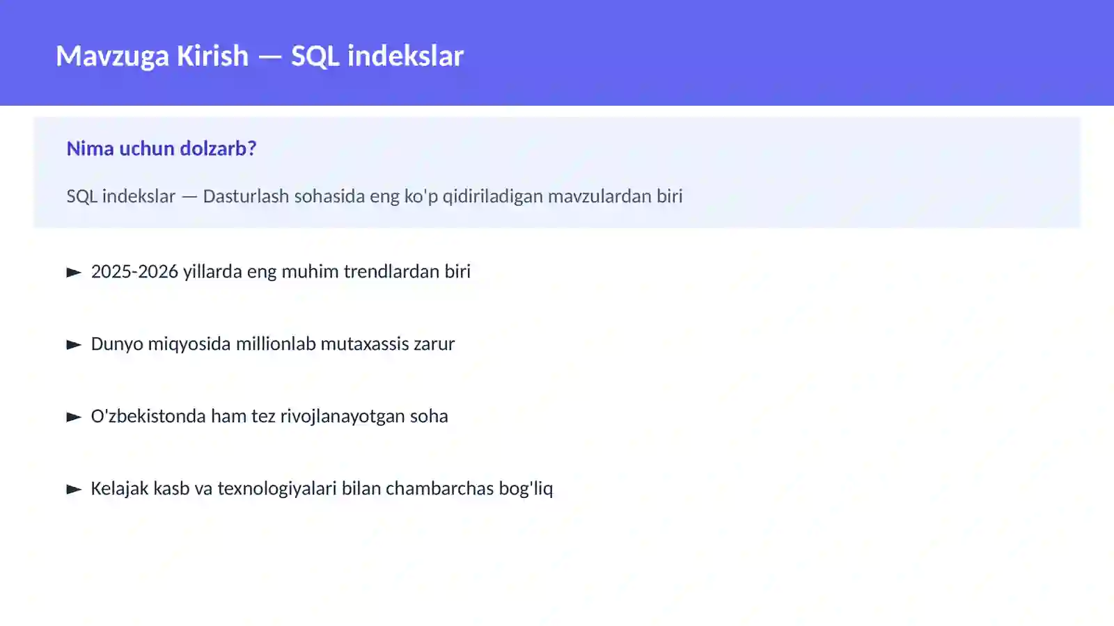 SQL indekslar 2