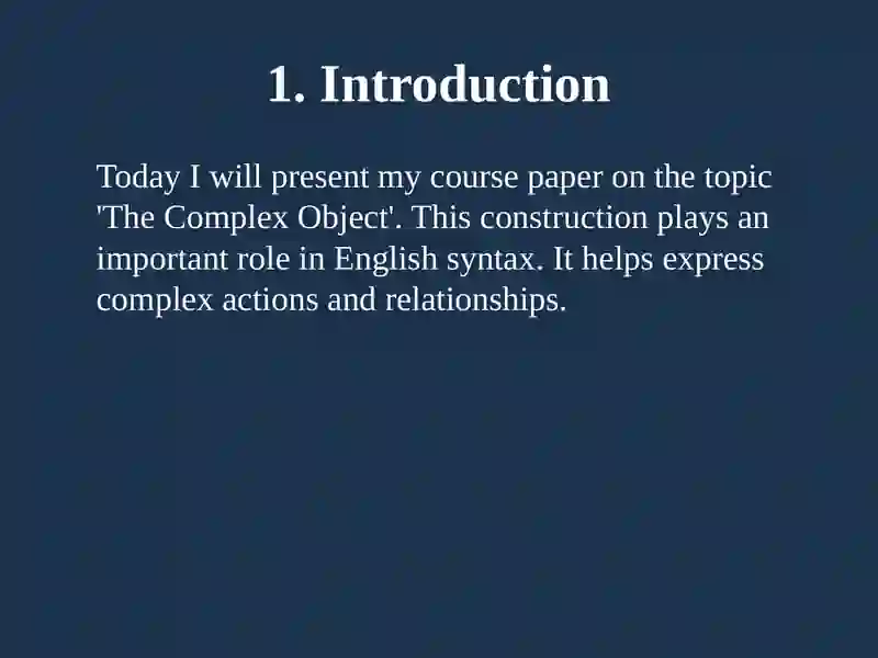 The Complex Object 2