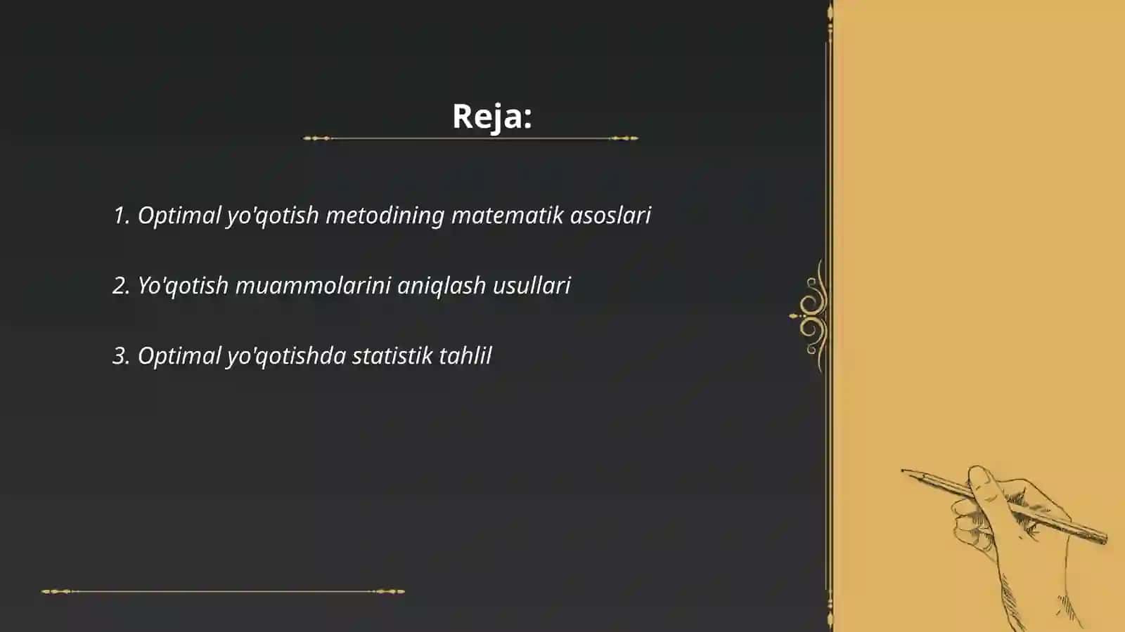 Optimal yo'qotish metodi 2