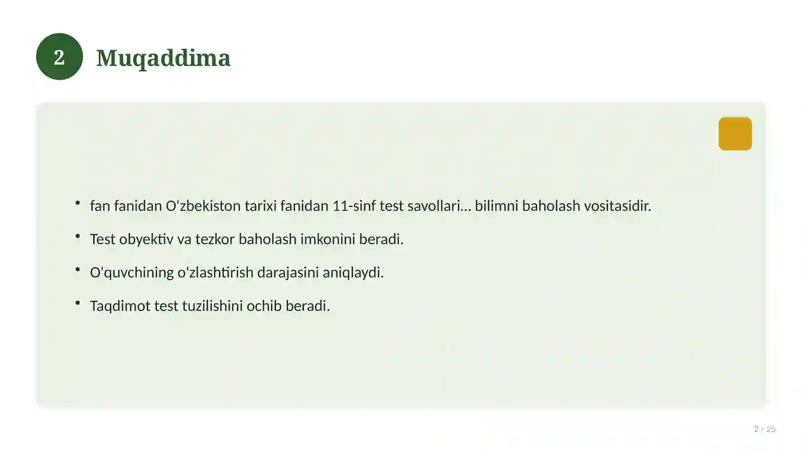 O'zbekiston tarixi fanidan 11-sinf test savollari to'plami 2