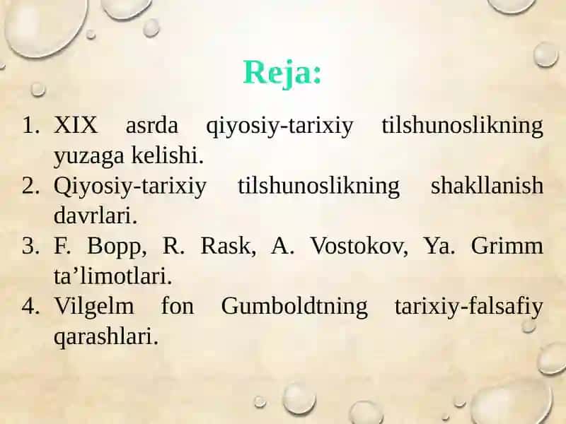 XIX ASRDA QIYOSIY-TARIXIY TILSHUNOSLIKNING VUJUDGA KELISHI.VILGELM FON GUMBOLDT TA`LIMOTI 2