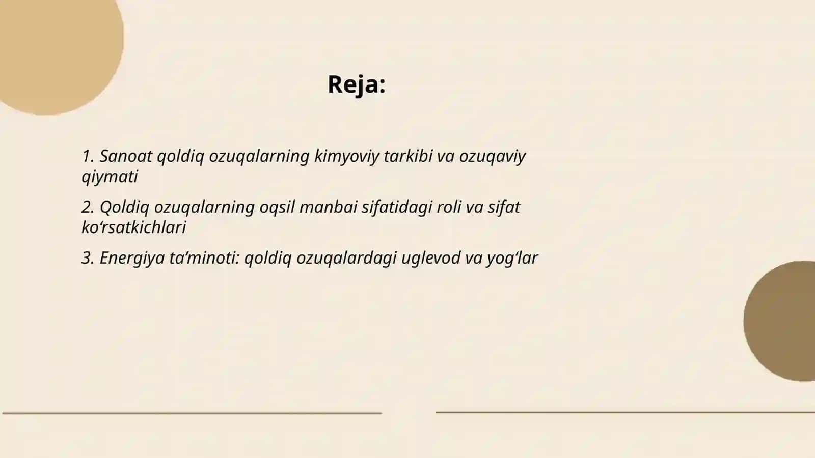 Sanoat qoldiq ozuqalarning kimyoviy tarkibi va ozuqaviy qiymati 2