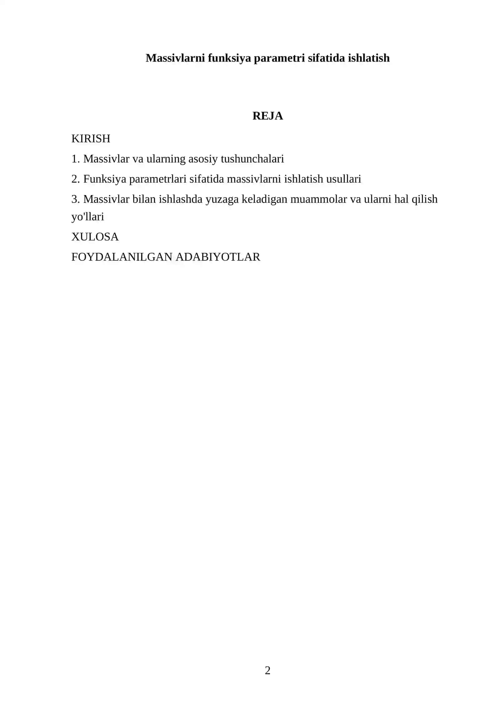 Massivlarni funksiya parametri sifatida ishlatish 2
