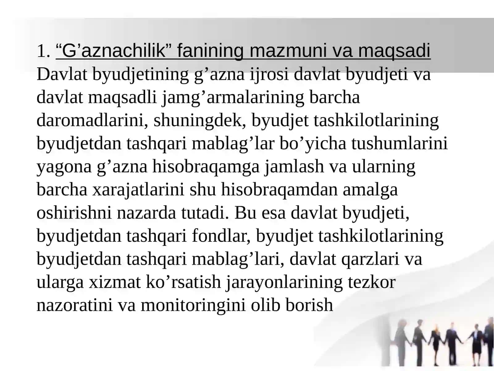 G’aznachilik fanining predmeti, maqsadi va vazifalari 2