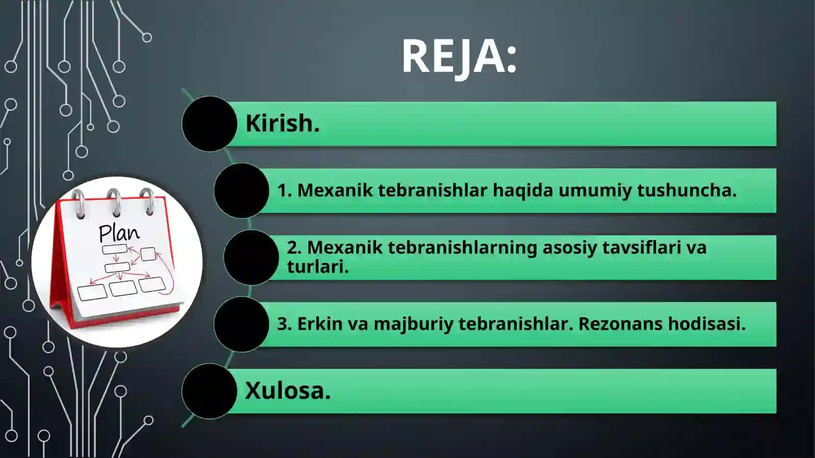 Mexanik tebranishlar mavzusida MIKRODARS ISHI 2