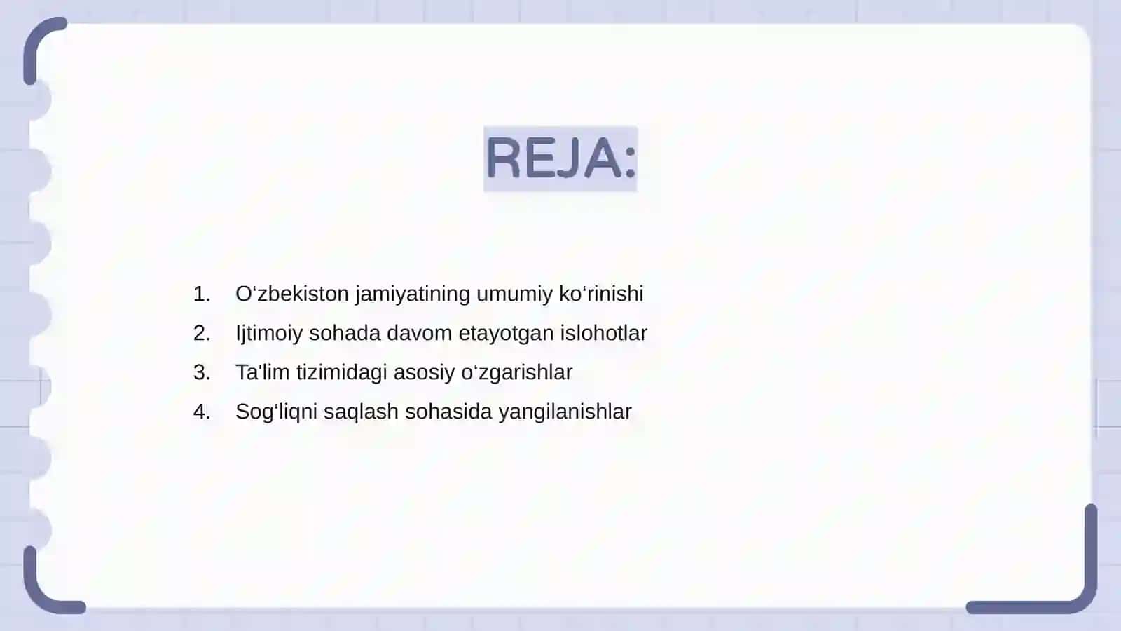 O'zbekistonda ijtimoiy sohada amalga oshirilayotgan o'zgarishlar mazmun va mohiyati 2