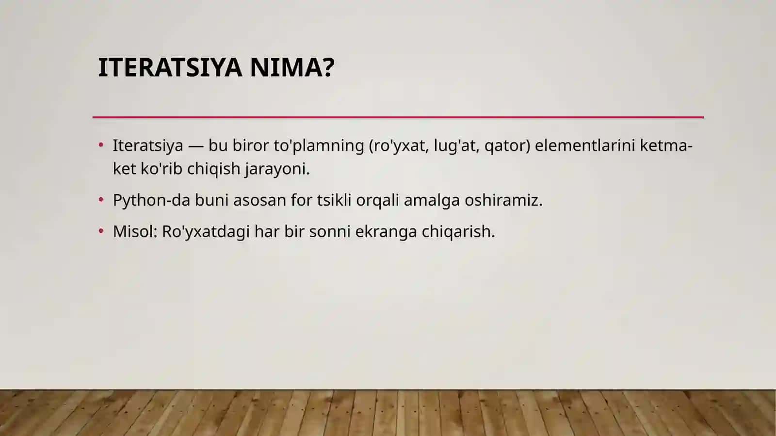 Pythonda iteratorlar 2