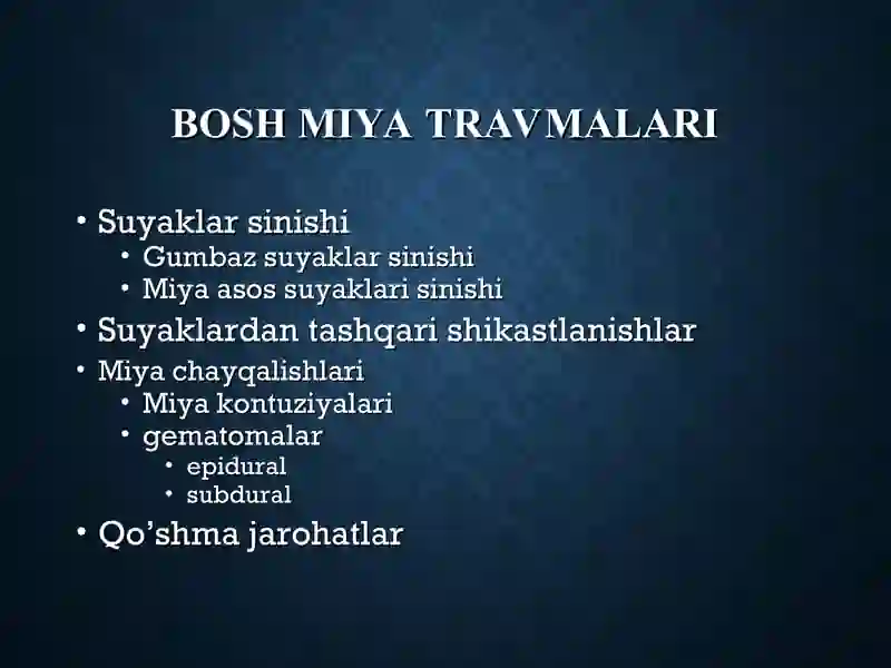Bosh miya travmalari 2