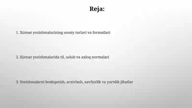 Xizmat yozishmalari 2