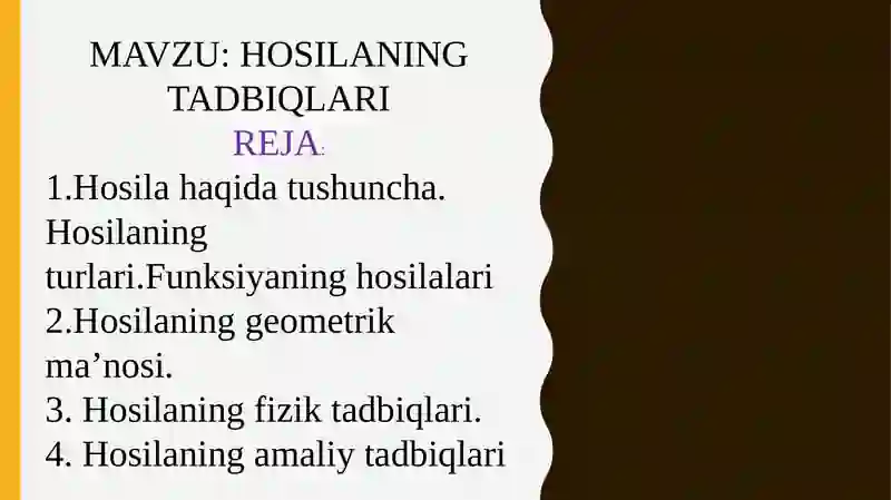 Hosilaning tadbiqlari 2
