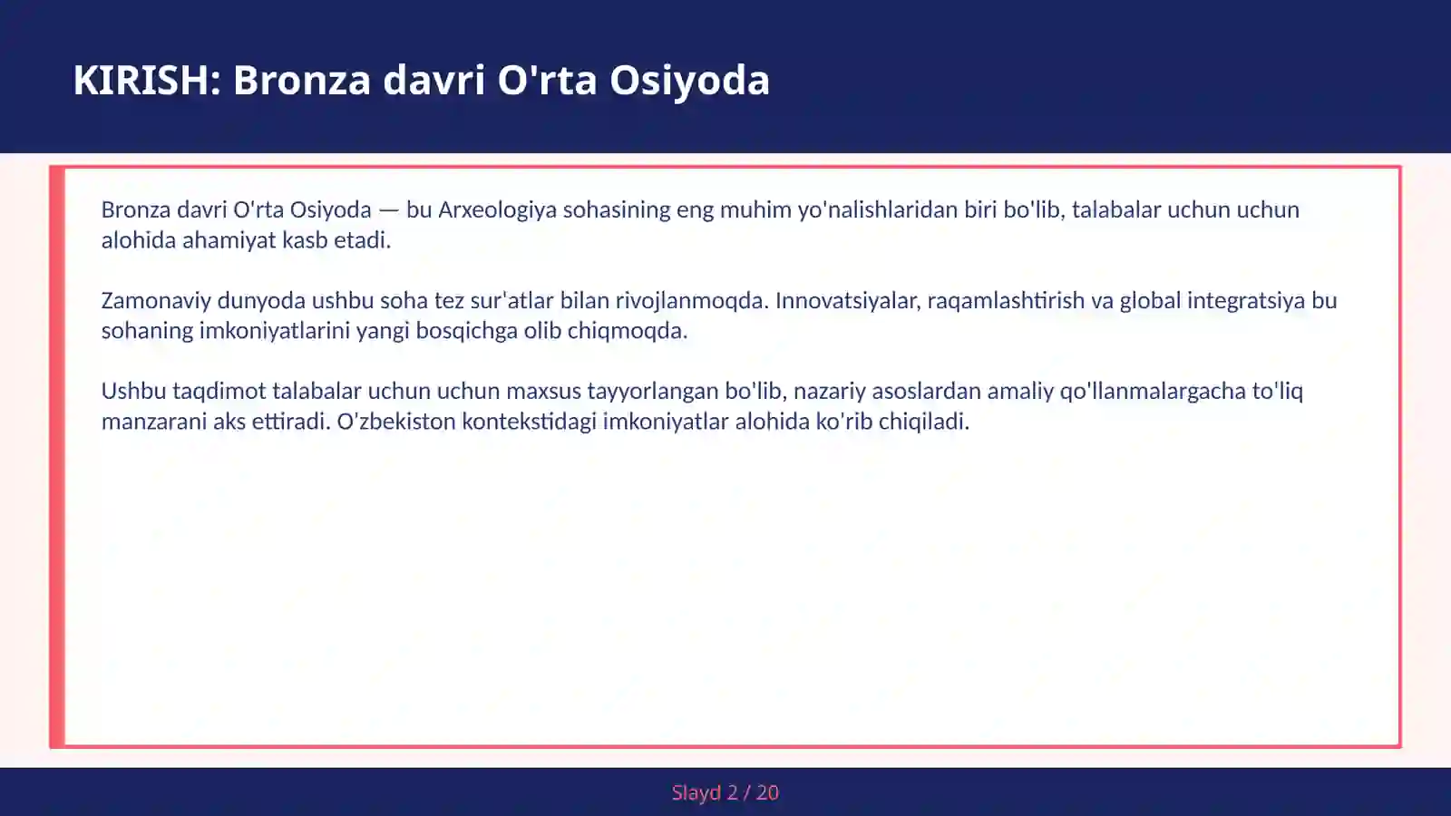Bronza davri O'rta Osiyoda 2