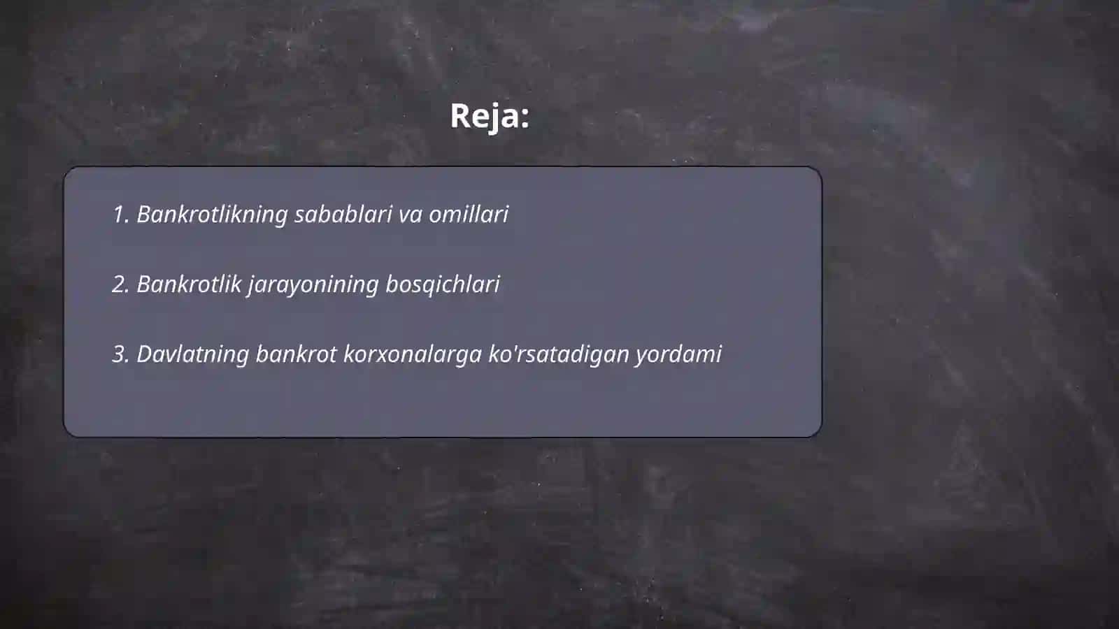 Beznis korxonalarining bankirotligi va ularning davlat tamonidan moliyaviy qullab quvatlash 2