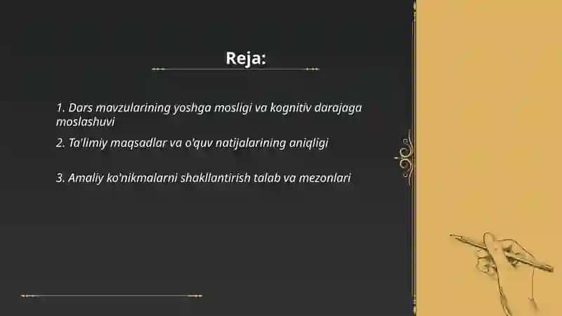 Boshlangʻich sinfda texnalogiya darslarida mavzulariga quyiladigan talablar 2