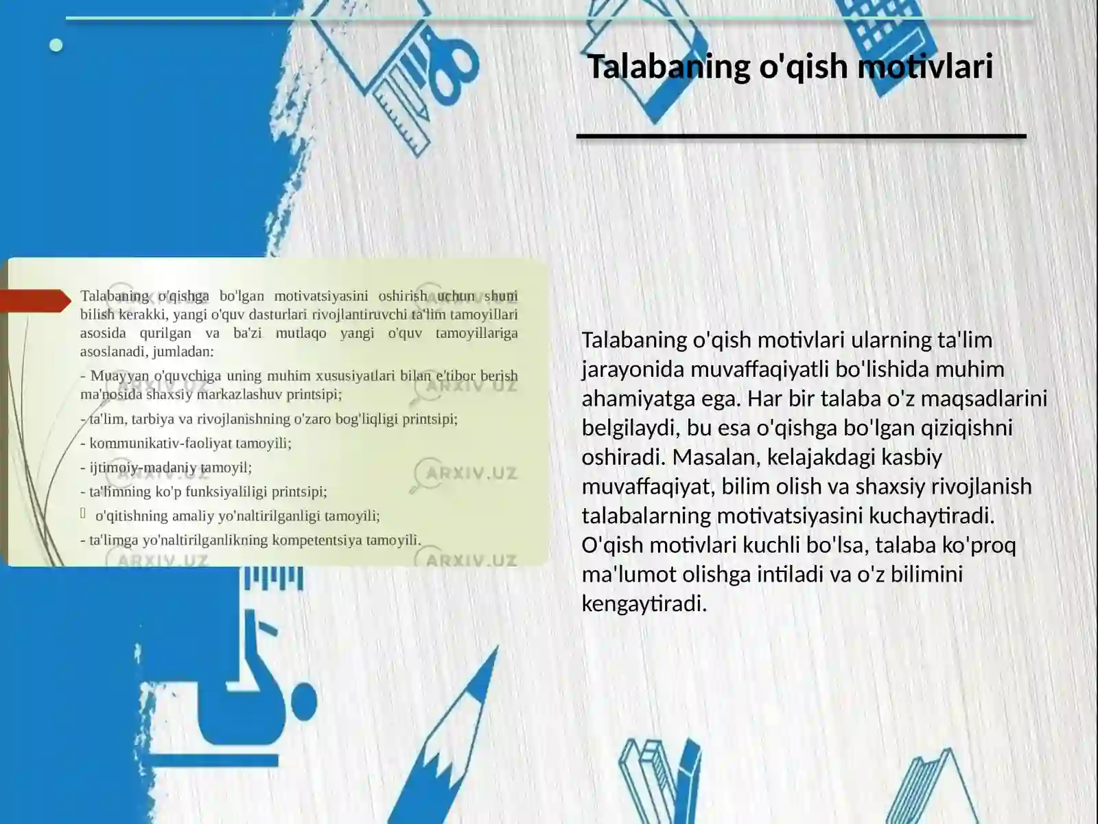 Talabaning o'qish motivlari 2