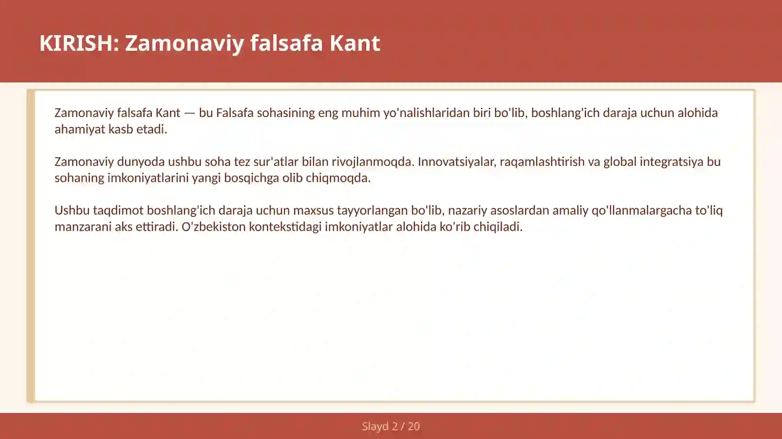 Zamonaviy falsafa Kant 2