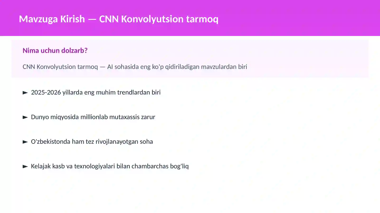 CNN Konvolyutsion tarmoq 2