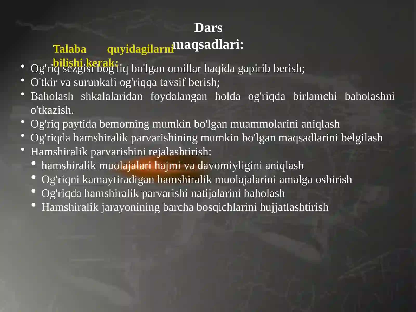Og'riq sindromida hamshiralik yordami 2