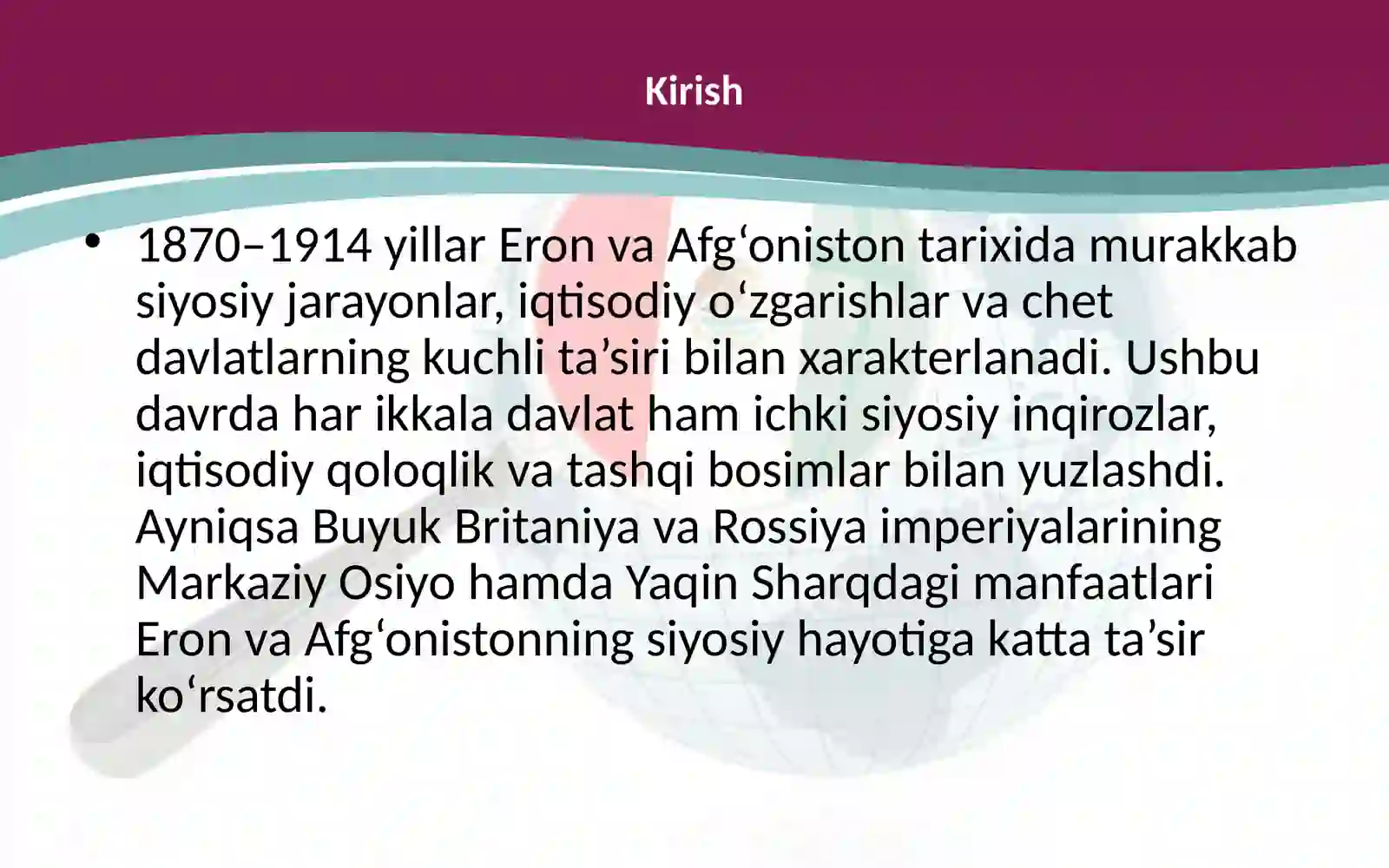 1870-1914 yillarda Eron va Afgoniston 2