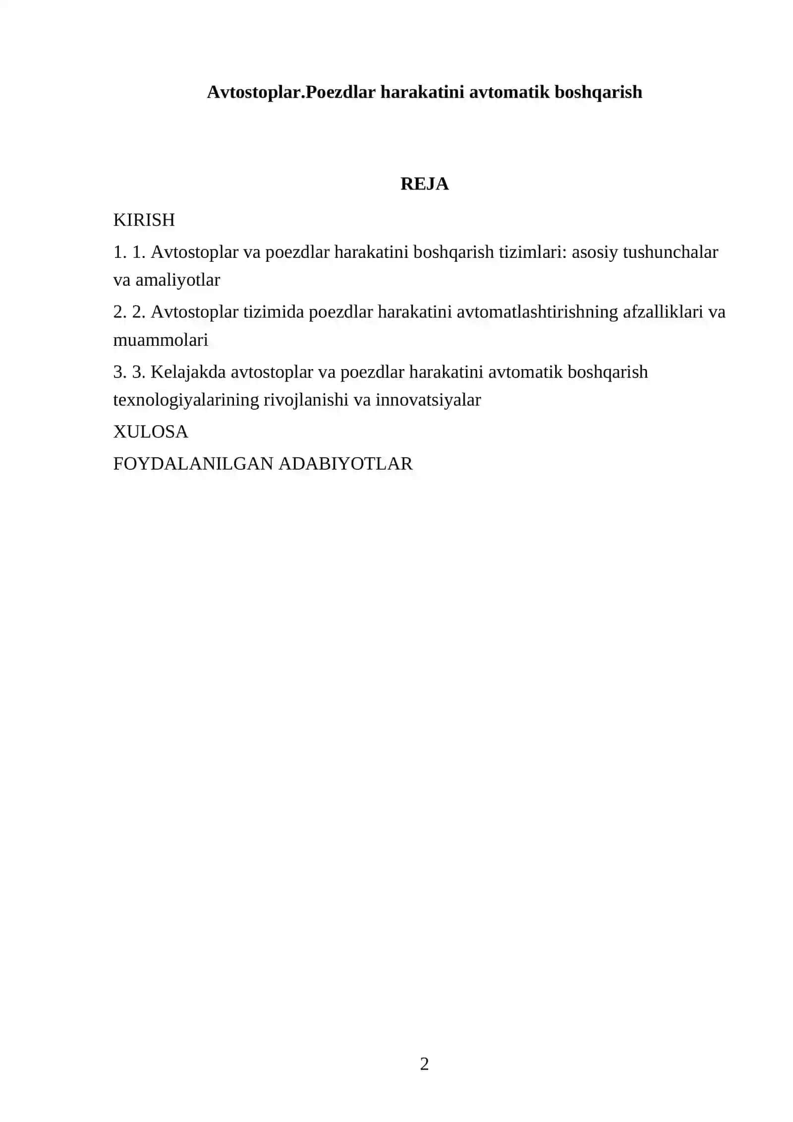 Avtostoplar.Poezdlar harakatini avtomatik boshqarish 2