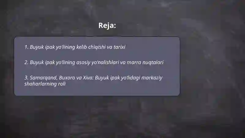 Buyuk ipak yoʻli haqida 2