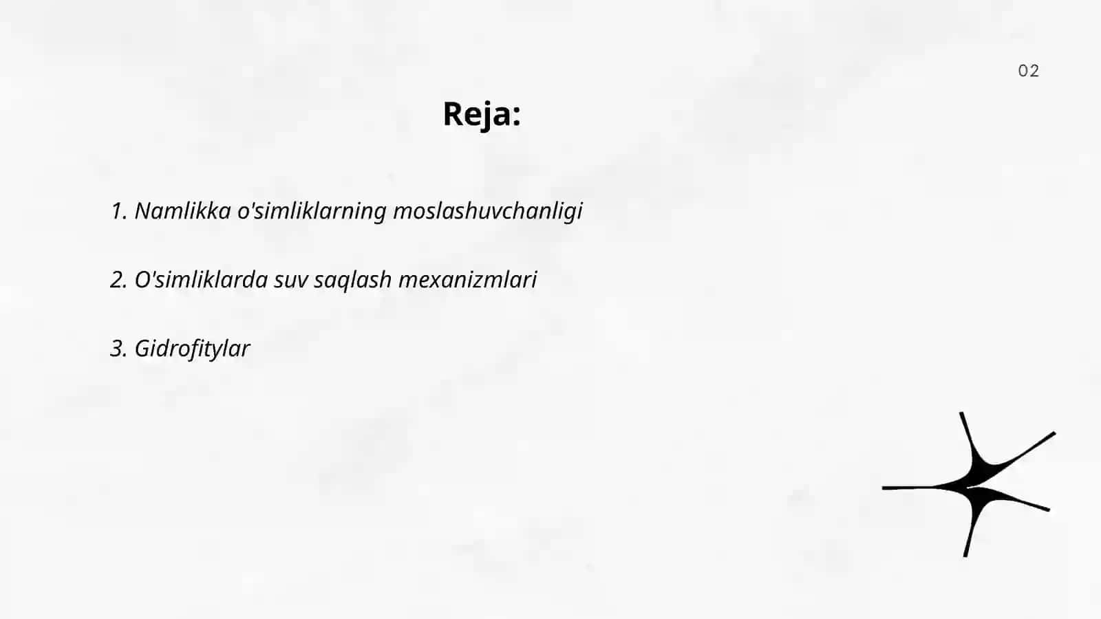 Namlikka nisbatan oʻsimliklarning ekologik guruhlari 2