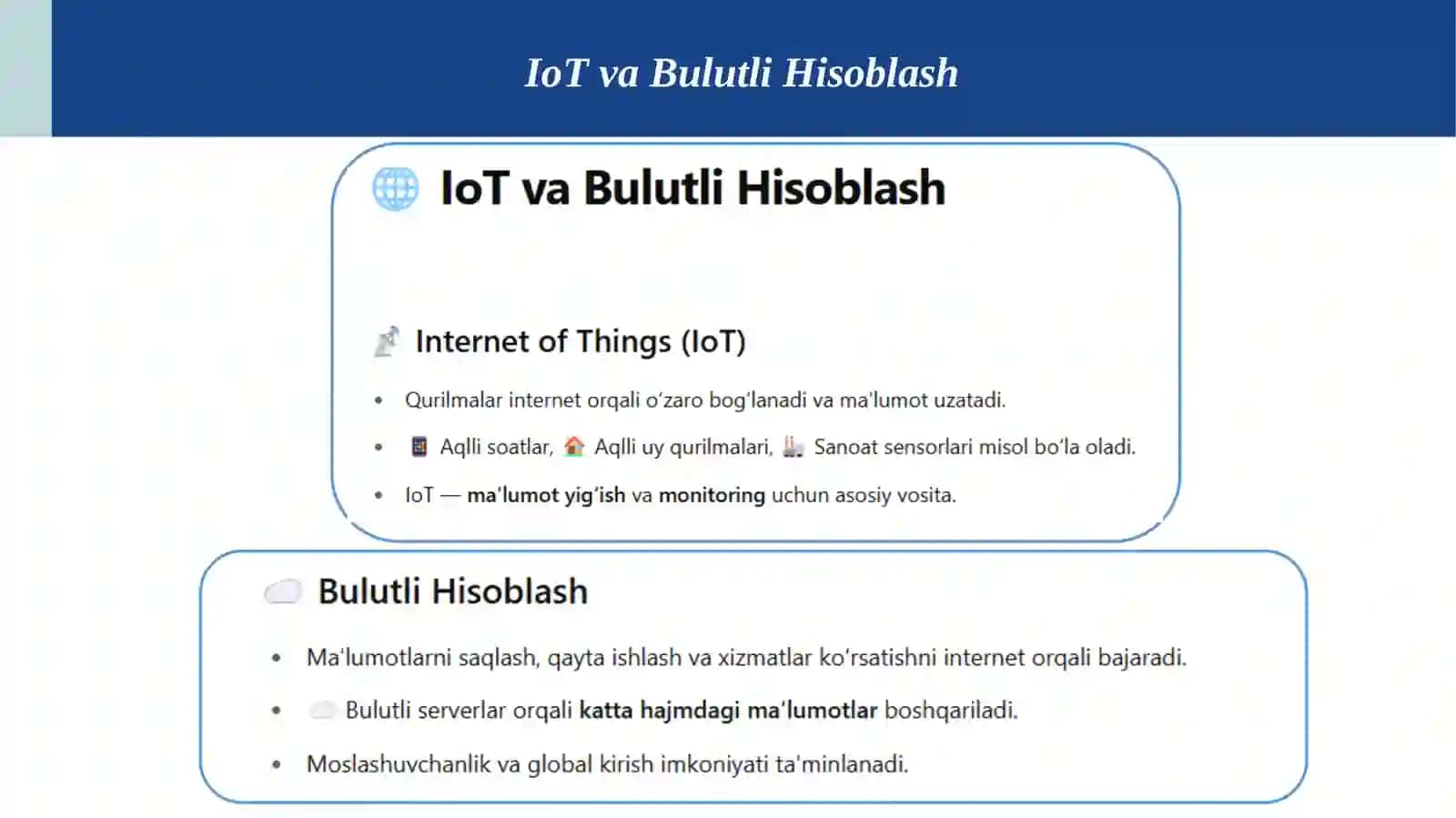 Bulutli texnologiyalar va taqsimlangan tizimlar 2