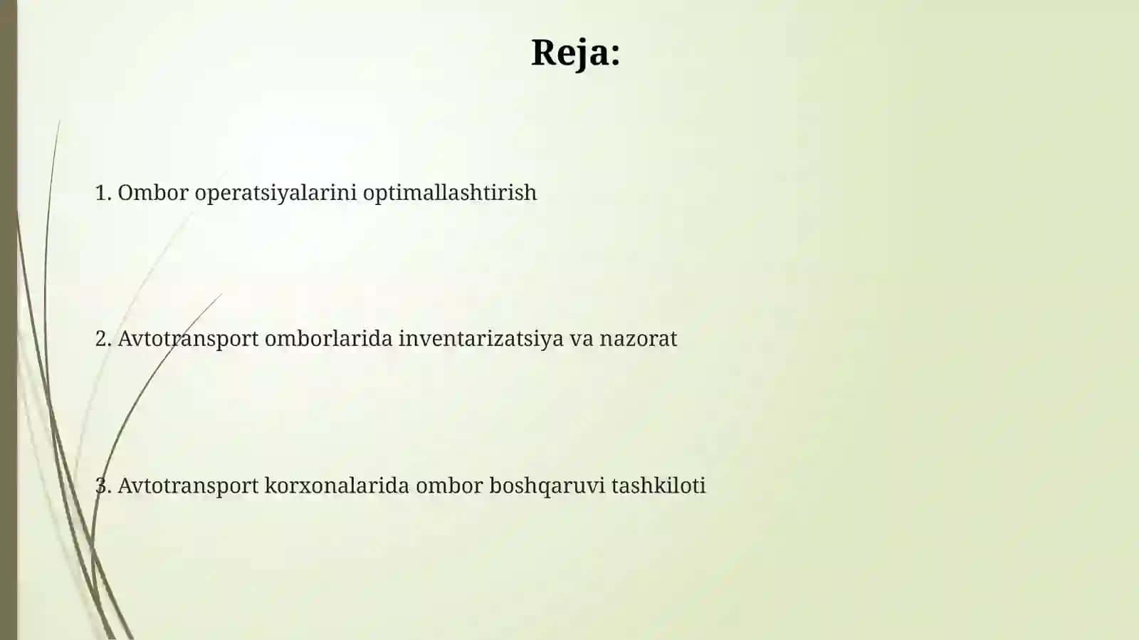 Avtomobil tashish korxonalarida ombor boshqaruvi tashkiloti 2
