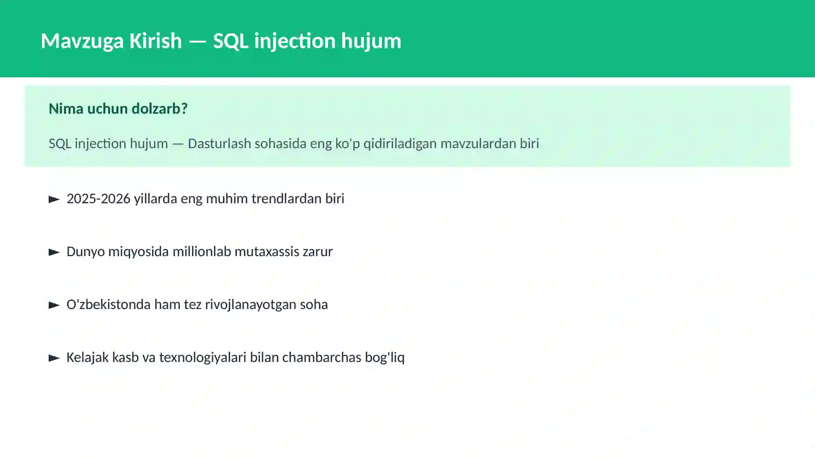 SQL injection hujum 2