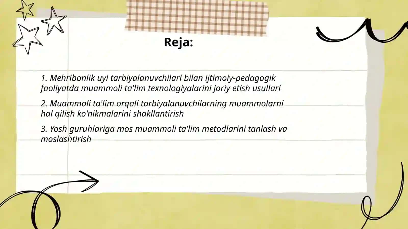 Mehribonlik uyi tarbiyalanuvchilari bilan ijtimoiy-pedagogik faoliyatda muammoli ta'lim texnologiyalarini joriy etish usullari 2