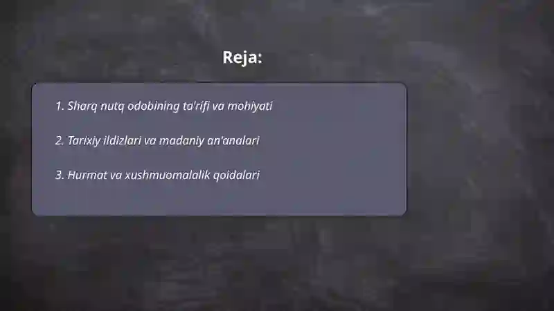 Sharq nutq odobi haqida 2