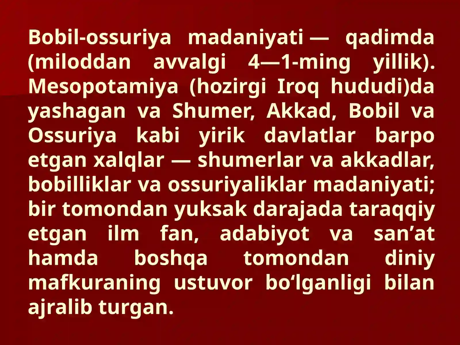 Bobil-Ossuriya madaniyati 2