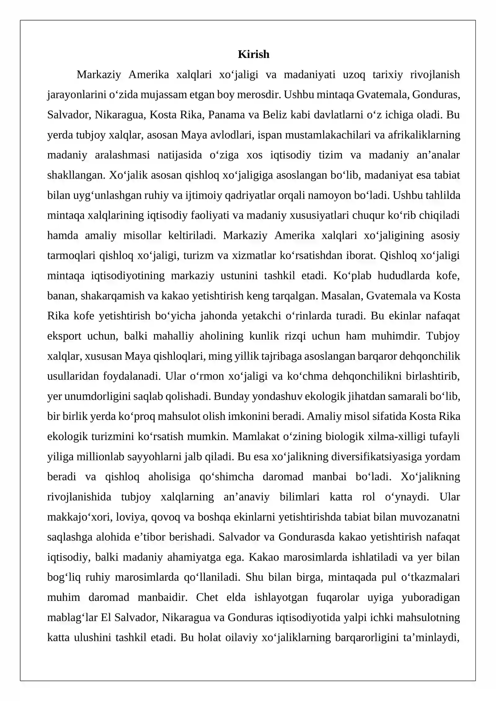 Markaziy Amerika xalqlari xoʻjaligi va madaniyati 2