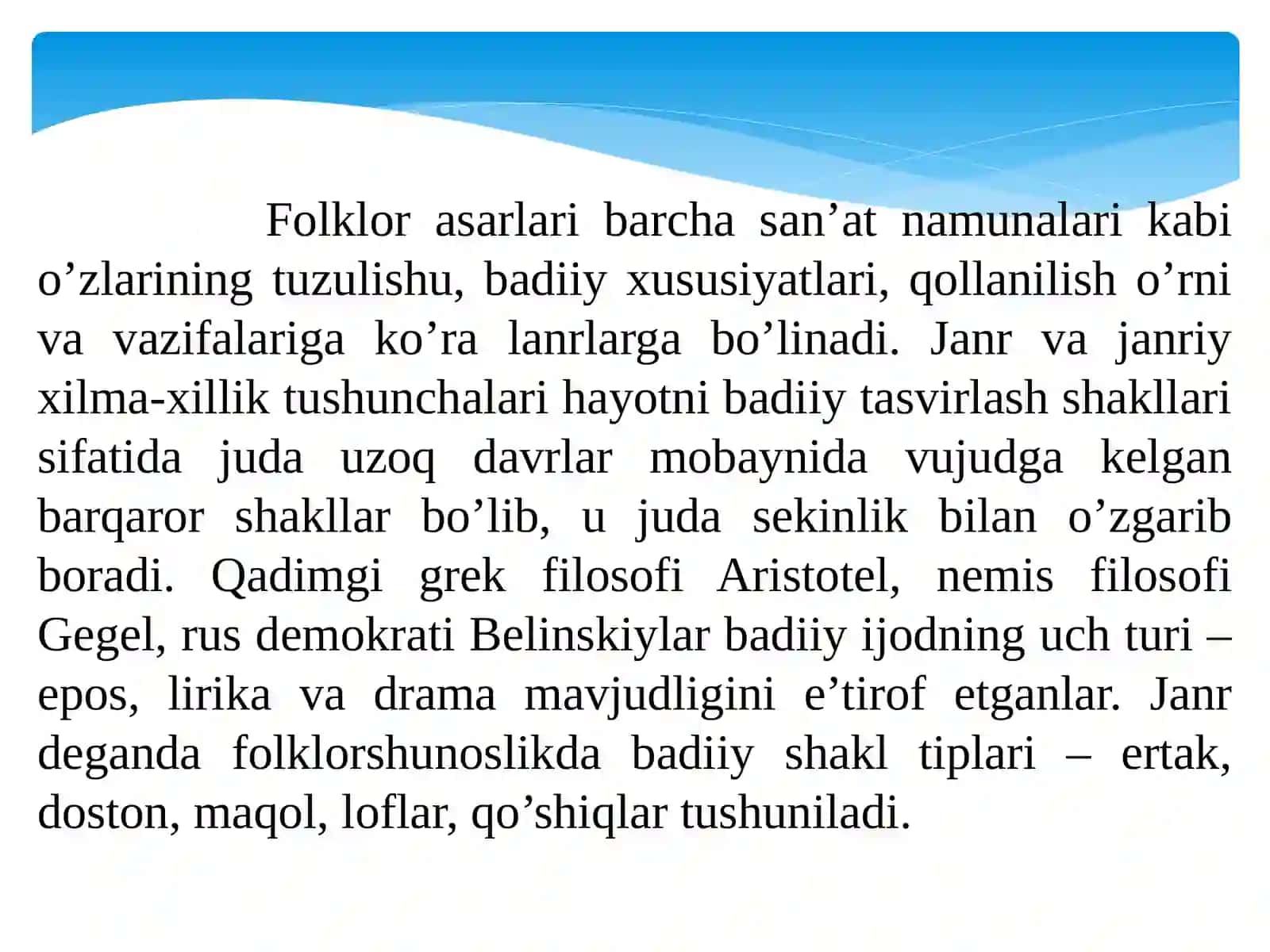 Folklor musiqa o’qitish metodikasi fanini o’rganish 2