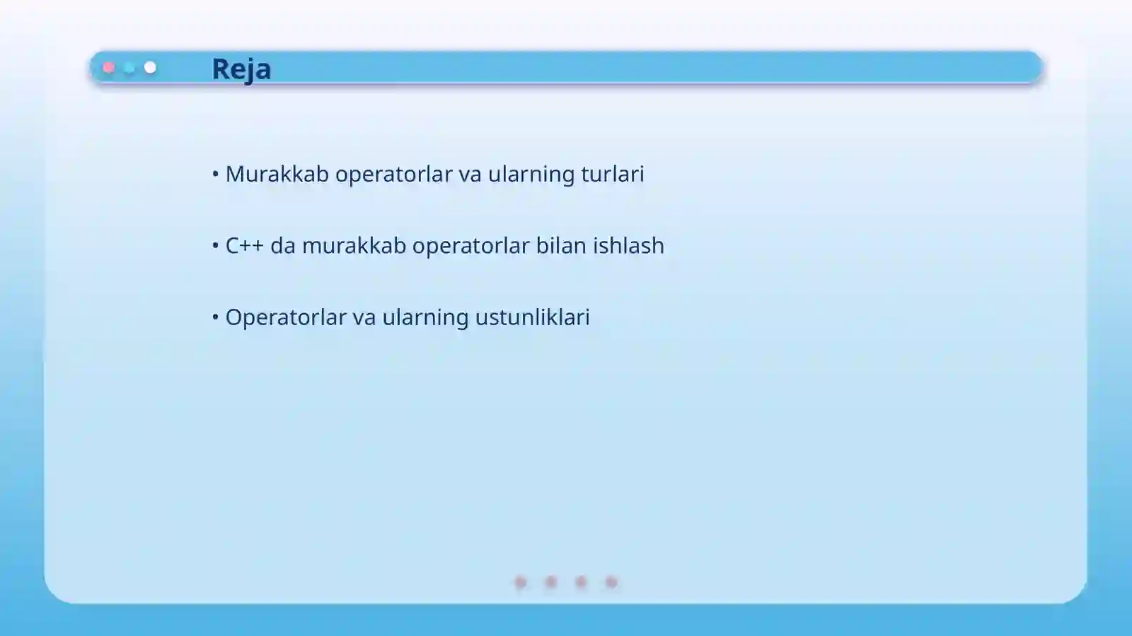 C++ tilida murakkab operatorlar 2
