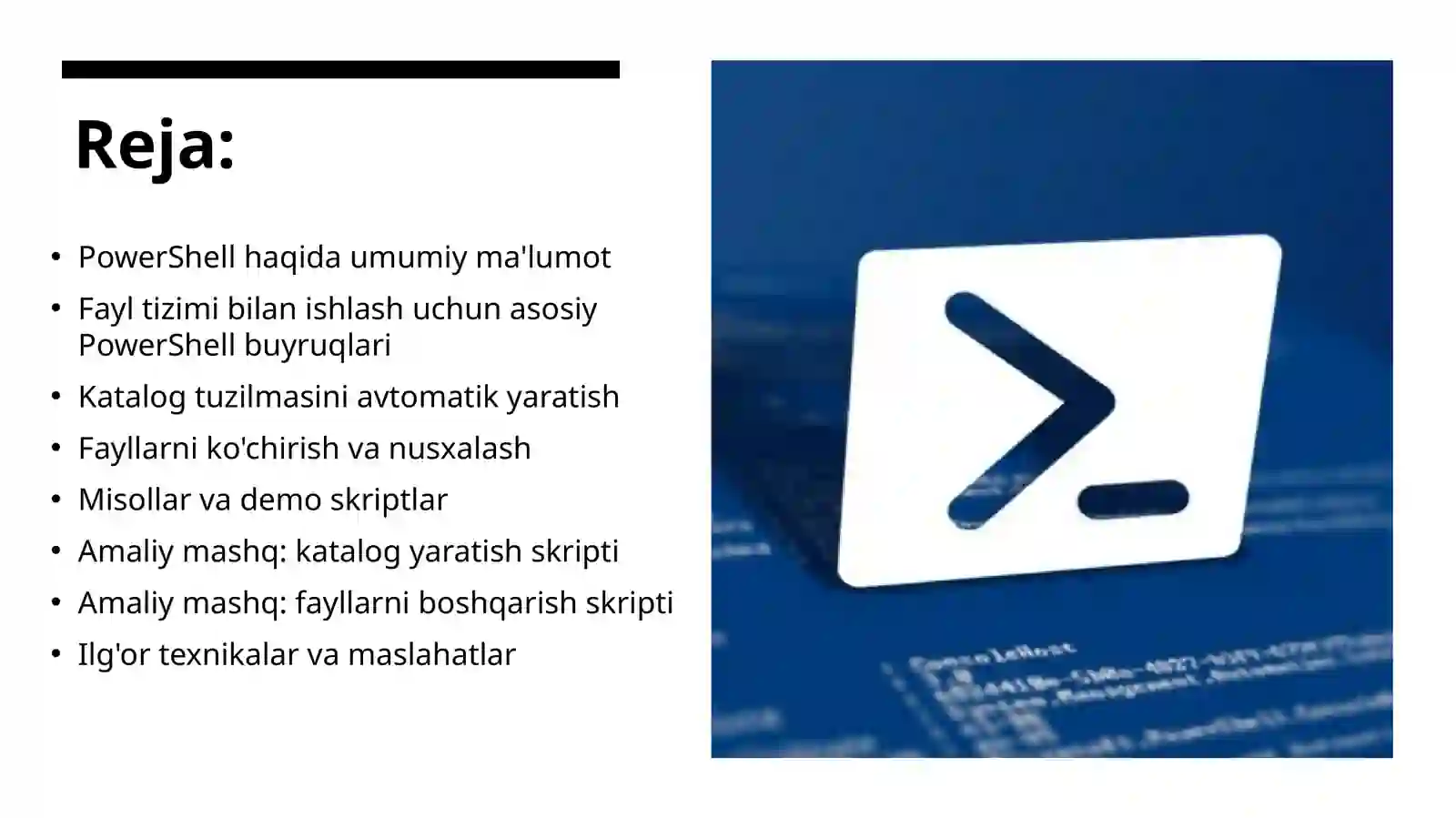 PowerShell yordamida fayl va papkalarni avtomatik yaratish va boshqarish. Mustaqil ish 2