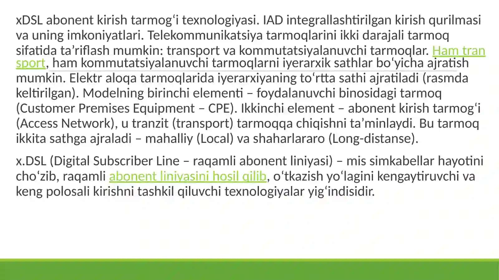 xDSLabonent kiritish tarmoq texnologiyasi 2