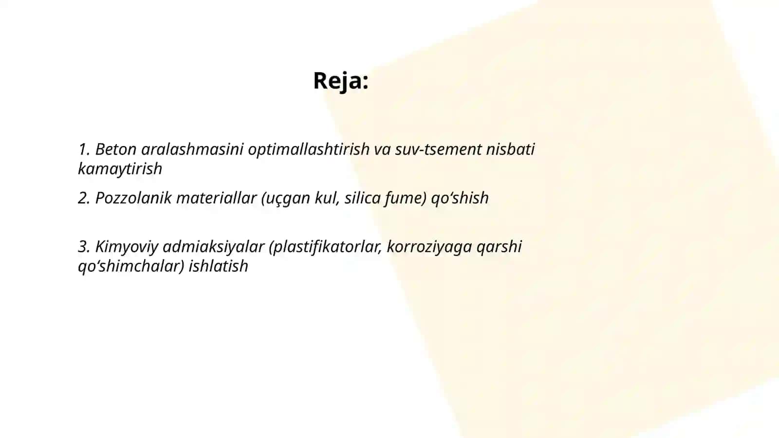 Betoning xizmat muddatini uzaytirish usullari 2