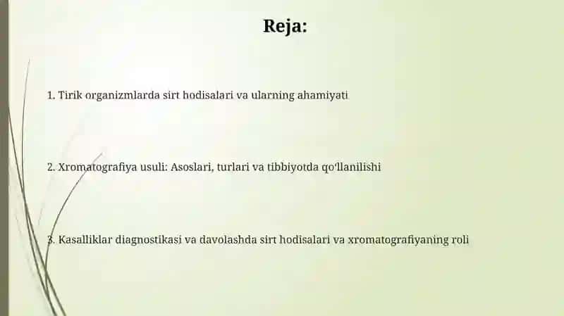 Tirik organizmlarda sirt hodisalari.Xromotografiya 2