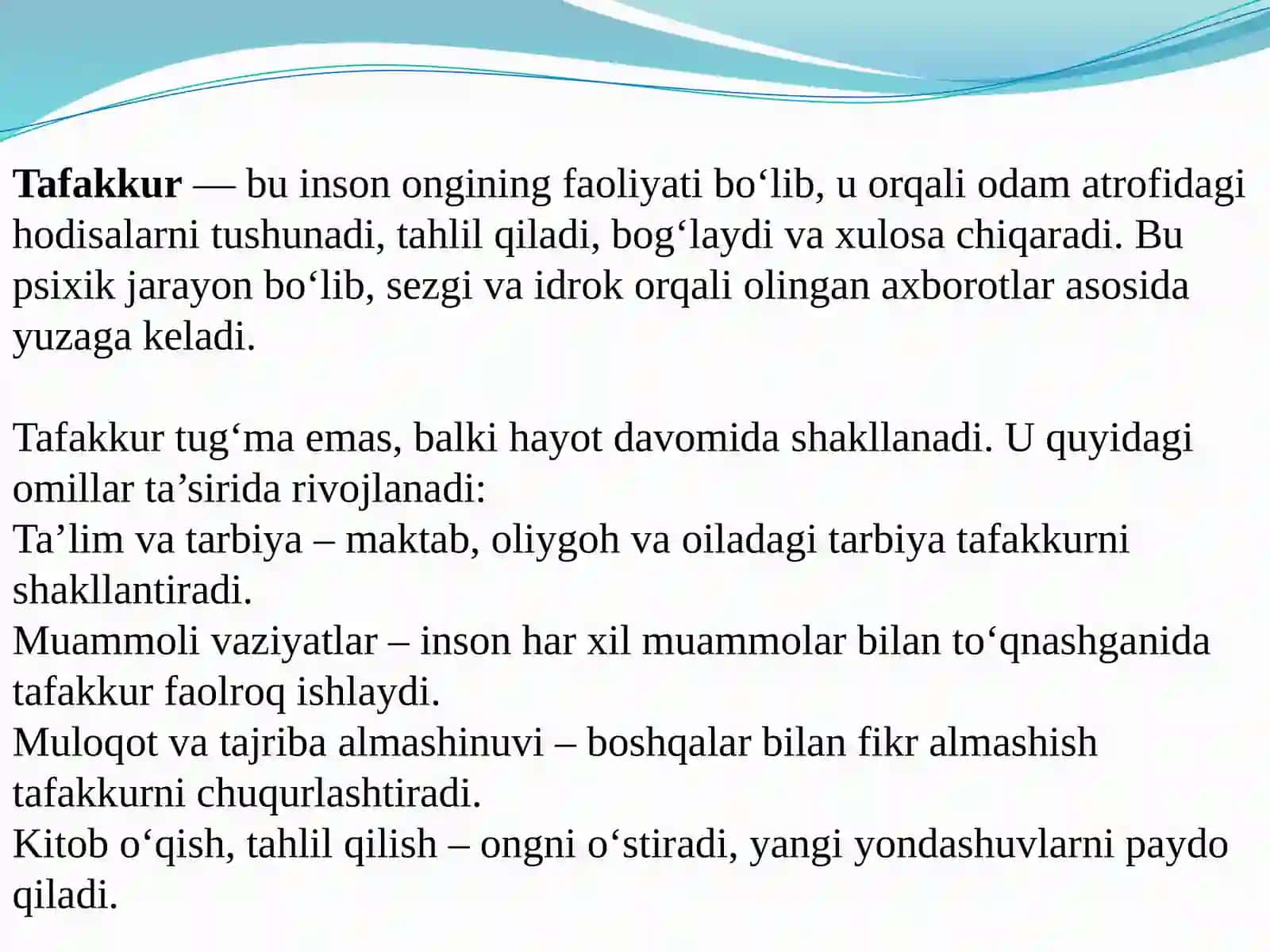 Tafakkur va intellektual qobiliyatlar 2