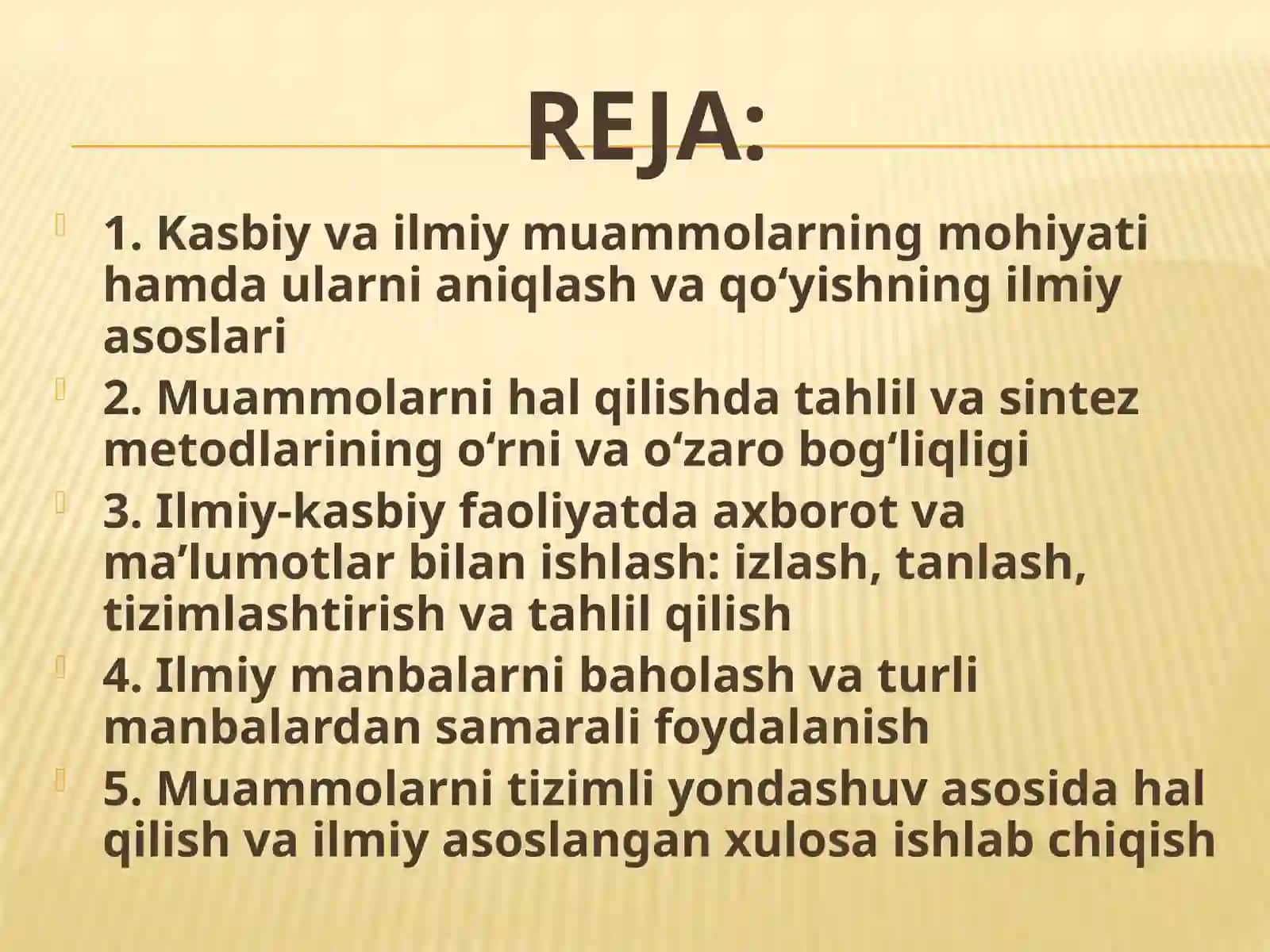 Ilmiy va kasbiy faoliyatda muammolarni tahlil va sintez qilish 2