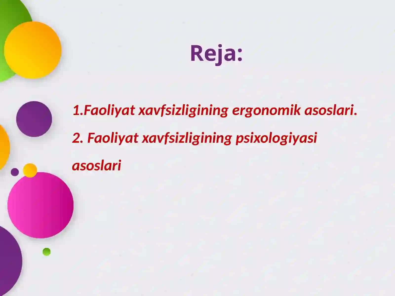Faoliyat xavfsizligining ergonomik vapsixologiyasi asoslari 2