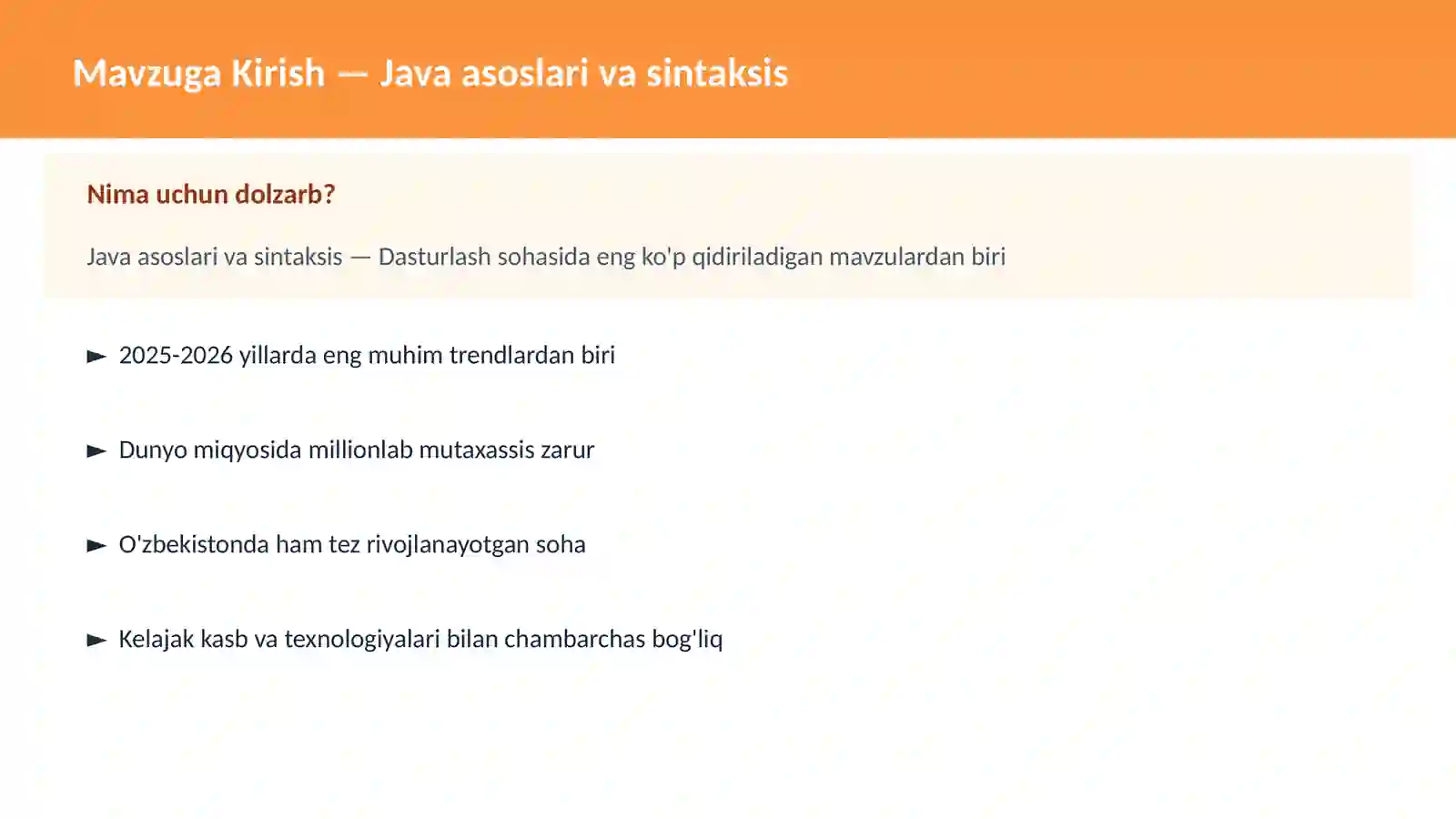 Java asoslari va sintaksis 2
